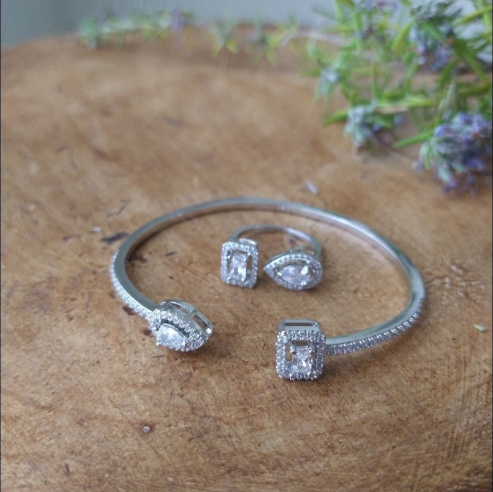 White Gold over 925 Sterling silver set